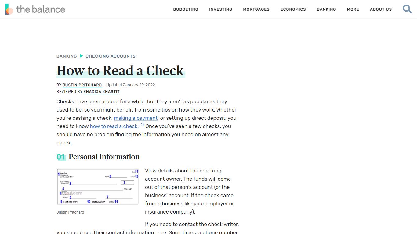 The Different Parts of a Check and How to Read Them