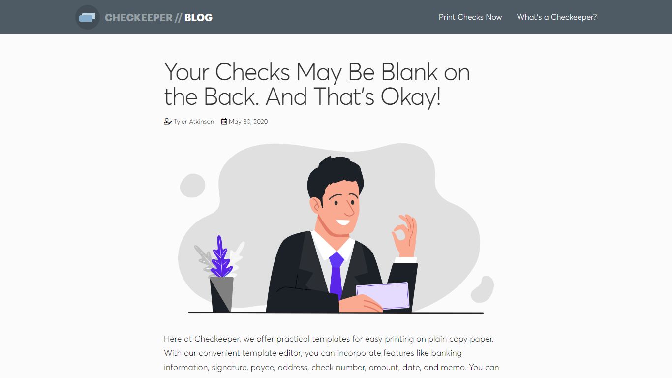 Your Checks May Be Blank on the Back. And That's Okay! - Checkeeper